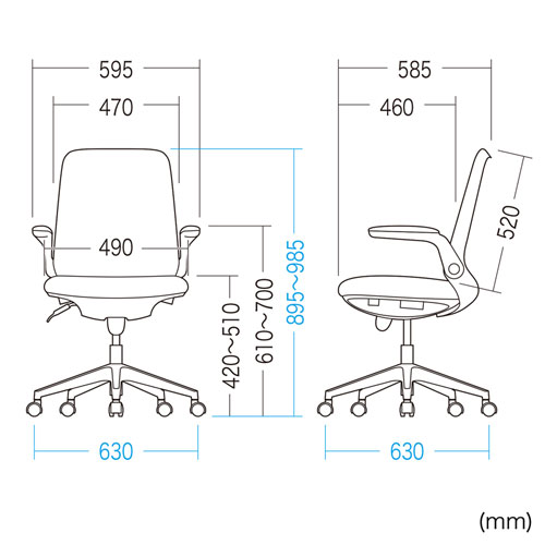 オフィスチェア（跳ね上げ式肘あて・ランバーサポート・ブラック） SNC-T161BK サンワサプライ