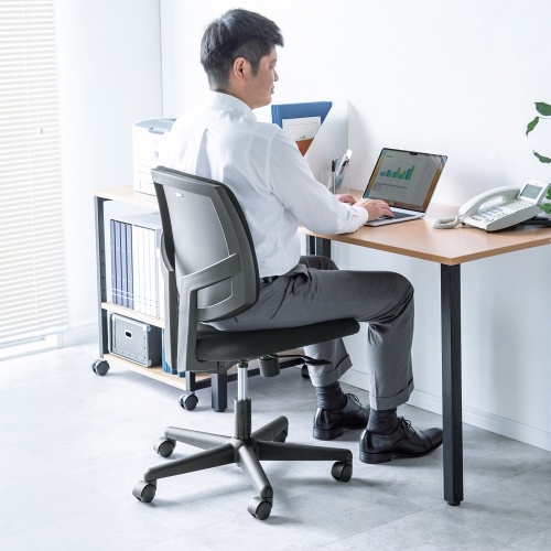 オフィスチェア（コンパクト・シンクロロッキング・高耐荷重・オフィス・ブラック） SNC-T163BK サンワサプライ