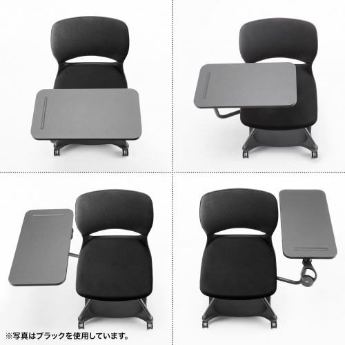 ミーティングチェア（テーブル付・メモ台・カップホルダー・座面下収納対応・キャスター付・1脚・オレンジ） SNC-T165D サンワサプライ