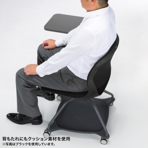 ミーティングチェア（テーブル付・メモ台・カップホルダー・座面下収納対応・キャスター付・1脚・オレンジ） SNC-T165D サンワサプライ