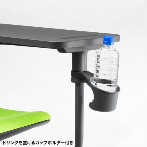 ミーティングチェア（テーブル付・メモ台・カップホルダー・座面下収納対応・キャスター付・1脚・グリーン） SNC-T165G サンワサプライ