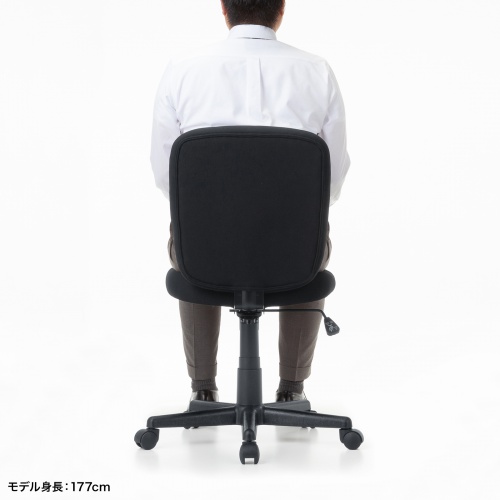 オフィスチェア（事務椅子・ロッキング・防汚生地・キャスター付・ブラック）