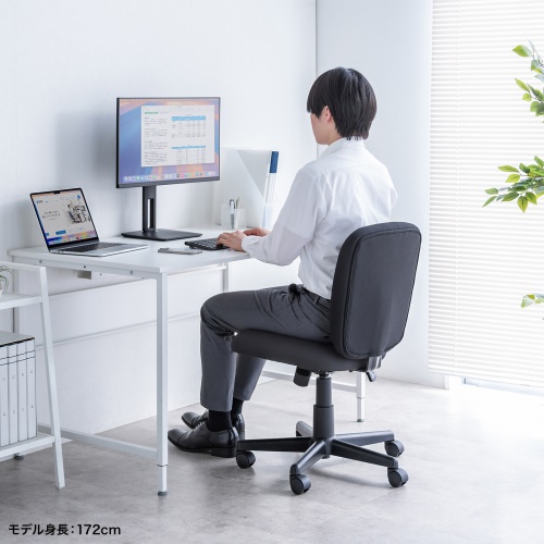 オフィスチェア（事務椅子・ロッキング・防汚生地・キャスター付・ブラック）