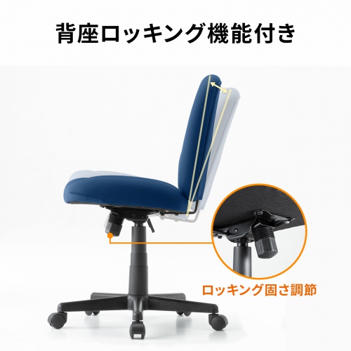 オフィスチェア（事務椅子・ロッキング・防汚生地・キャスター付・ネイビー）