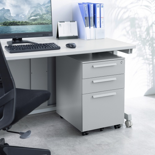 【アウトレット】デスクワゴン（キャビネット・3段・幅60cm・奥行き53.4cm・高さ60cm・グレー）