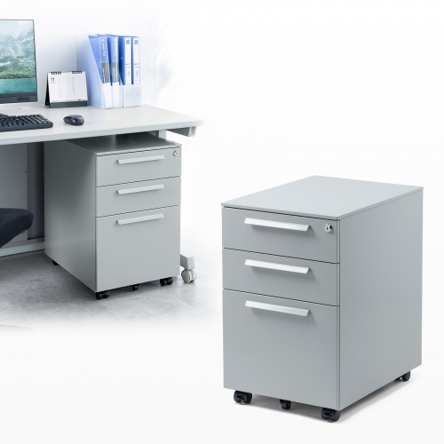 【アウトレット】デスクワゴン（キャビネット・3段・幅60cm・奥行き53.4cm・高さ60cm・グレー）