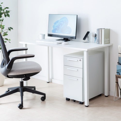 キャビネット（３段・幅30cm・高さ60cm・奥行53.4cm・ホワイト）SNW-107W