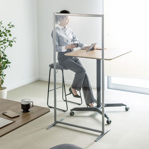 パーティション（クリアパネル・シルバーフレーム・高さ160cm）