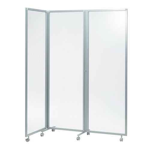 パーティション（三連タイプ・透明・W1800×H1800・飛沫防止・キャスターつき）