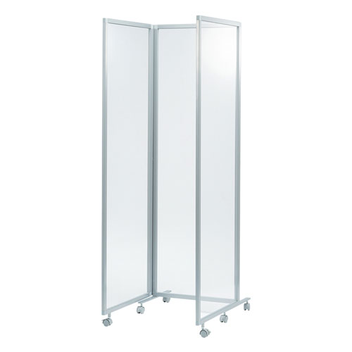 パーティション（三連タイプ・透明・W1800×H1800・飛沫防止・キャスターつき）
