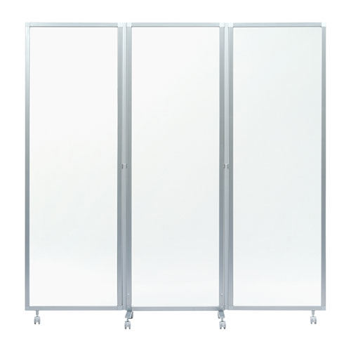 パーティション（三連タイプ・透明・W1800×H1800・飛沫防止・キャスターつき）