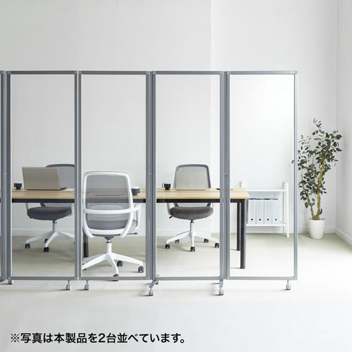 パーティション（三連タイプ・透明・W1800×H1800・飛沫防止・キャスターつき）