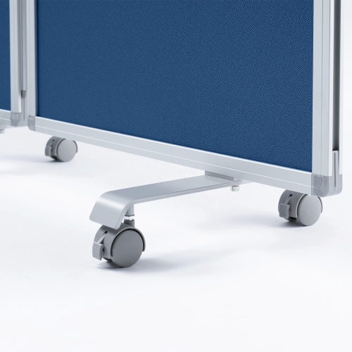 3連結パーティション（幅180cm・高さ180cm・クロスタイプ・ブルー・間仕切り・目隠し・ミーティング・会議室・キャスター）