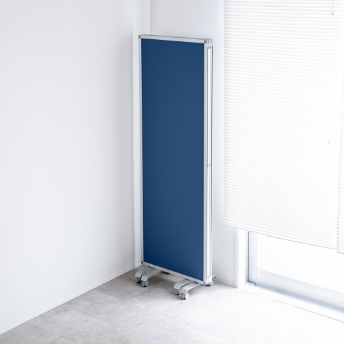 3連結パーティション（幅180cm・高さ180cm・クロスタイプ・ブルー・間仕切り・目隠し・ミーティング・会議室・キャスター）