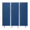 3連結パーティション（幅180cm・高さ180cm・クロスタイプ・ブルー・間仕切り・目隠し・ミーティング・会議室・キャスター）