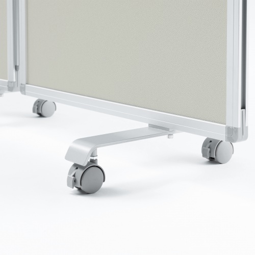 3連結パーティション（幅180cm・高さ180cm・クロスタイプ・グレー・間仕切り・目隠し・ミーティング・会議室・キャスター）