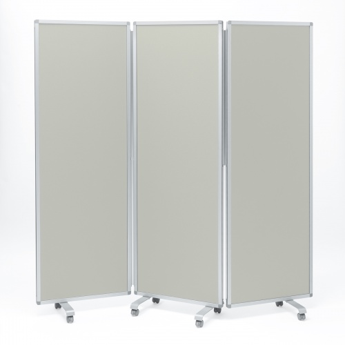 3連結パーティション（幅180cm・高さ180cm・クロスタイプ・グレー・間仕切り・目隠し・ミーティング・会議室・キャスター）