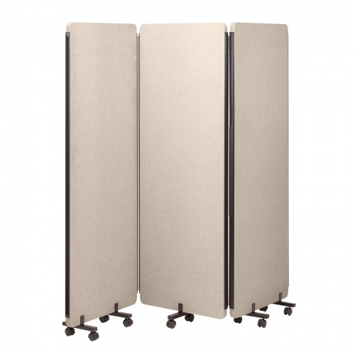 吸音パネル3連パーティション（吸音効果・ストッパー付きキャスター・ベージュ）SPT-CN5BG サンワサプライ