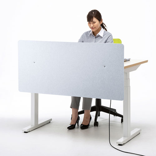 デスクパーティション(デスクトップパネル・幕板・間仕切り・フェルト製・クランプ式・W1200・ライトグレー)