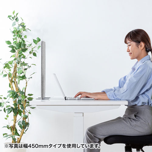 デスクパーティション（デスクトップパネル・フェルト・スタンド式・W600×H450mm・ライトグレー）