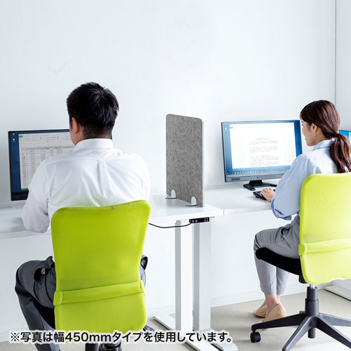 デスクパーティション（デスクトップパネル・フェルト・スタンド式・W600×H450mm・ライトグレー）