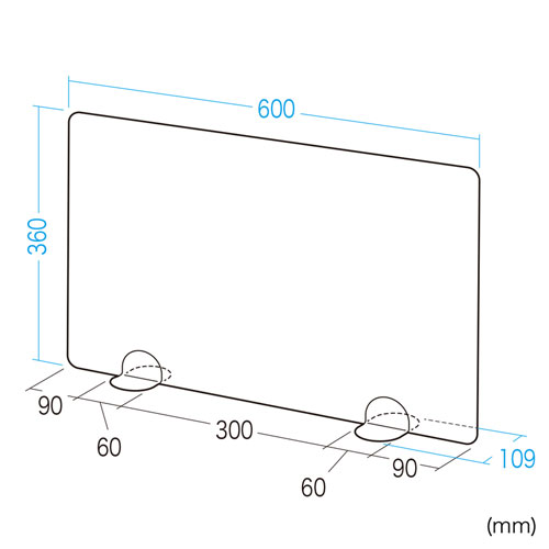 デスクパーティション（デスクトップパネル・フェルト・スタンド式・W600×H360mm・ライトグレー）