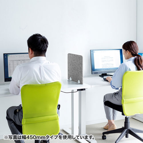 デスクパーティション（デスクトップパネル・フェルト・スタンド式・W600×H360mm・ライトグレー）