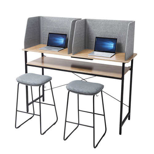 デスクパーティション（デスクトップパネル・三面タイプ・フェルト・幅750㎜・ライトグレー）