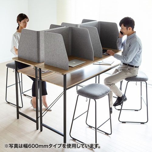 デスクパーティション（デスクトップパネル・三面タイプ・フェルト・幅750㎜・ライトグレー）