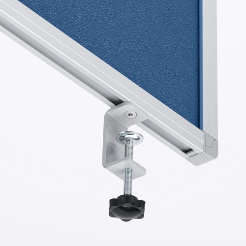 デスクトップパネル（デスクパーテーション・W1200×H400・クロスタイプ・クランプ式・ブルー）