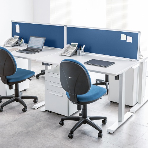 デスクトップパネル（デスクパーテーション・W1200×H400・クロスタイプ・クランプ式・ブルー）