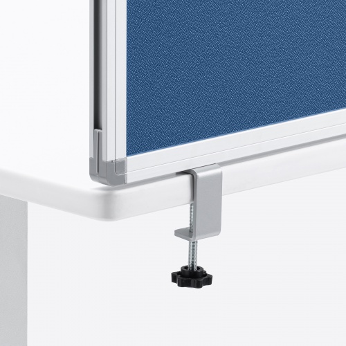 デスクトップパネル（デスクパーテーション・W1200×H400・クロスタイプ・クランプ式・ブルー）