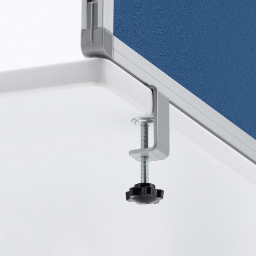 デスクトップパネル（デスクパーテーション・W1200×H400・クロスタイプ・クランプ式・ブルー）