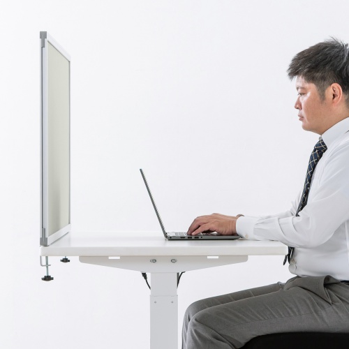 デスクトップパネル（デスクパーテーション・W1200×H600・クロスタイプ・クランプ式・グレー）