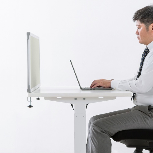 デスクトップパネル（デスクパーテーション・W1400×H400・クロスタイプ・クランプ式・グレー）