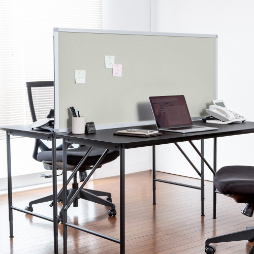 デスクトップパネル（デスクパーテーション・W1400×H600・クロスタイプ・クランプ式・グレー）