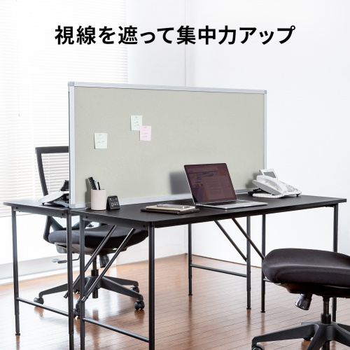 デスクトップパネル（デスクパーテーション・W1400×H600・クロスタイプ・クランプ式・グレー）
