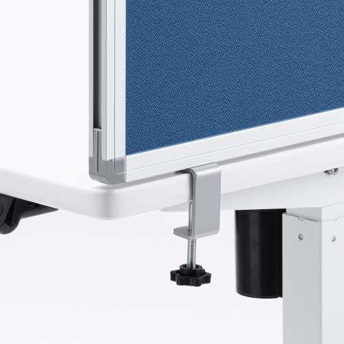 デスクトップパネル（デスクパーテーション・W676×H400・クロスタイプ・クランプ式・ブルー）