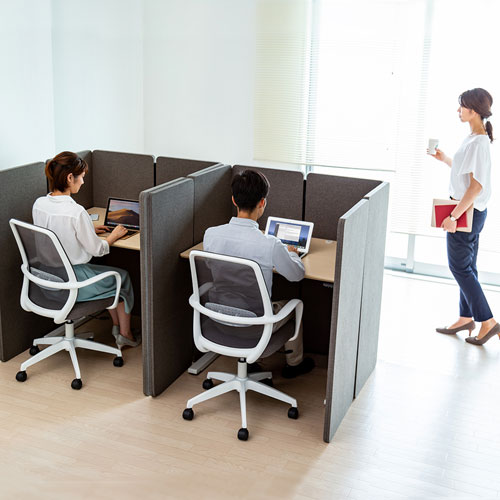 ワークブース(パーティションブース・個室・ブース・ボックス・自宅・吸音・グレー) SPT-PB001 サンワサプライ