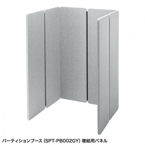パーティションブース増結用パネル（ワークブース・高さ160cmタイプ・サイズ拡大用・幅50cm・ファスナー連結・吸音効果・簡易ブース・グレー） SPT-PB002PNGY サンワサプライ