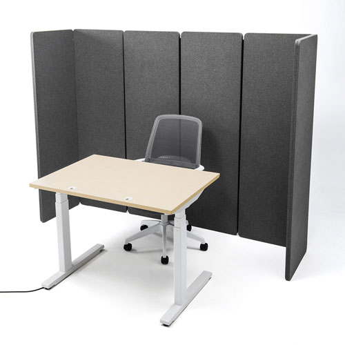 追加用パネル（パーティション・個人ブース・H1600・ファスナー連結・吸音効果・グレー)