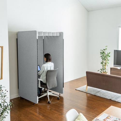 ワークブース（個室ブース・ボックス・自宅・WEB会議・吸音・グレー） SPT-PB005GY サンワサプライ