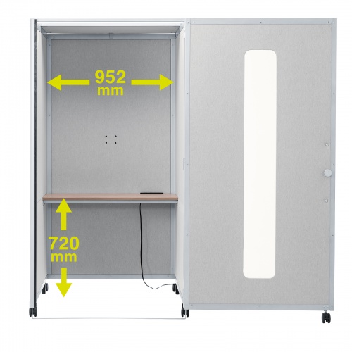 集中ブース（集中ボックス・セミクローズ型ワークブース・テレワークボックス・電話ブース・オフィス・WEB会議・個室・遮音・吸音・キャスター・デスク天板・タップ付き・ベージュ）