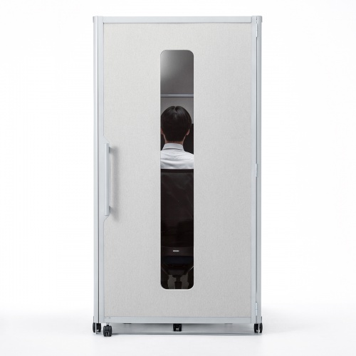 集中ブース（集中ボックス・セミクローズ型ワークブース・テレワークボックス・電話ブース・オフィス・WEB会議・個室・遮音・吸音・キャスター・デスク天板・タップ付き・ベージュ）