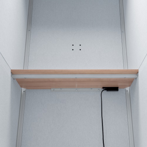 集中ブース（集中ボックス・セミクローズ型ワークブース・テレワークボックス・電話ブース・オフィス・WEB会議・個室・遮音・吸音・キャスター・デスク天板・タップ付き・グレー）