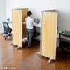3連結パーティション（幅180cm・高さ180cm・木目タイプ・間仕切り・目隠し・ミーティング・会議室・キャスター）