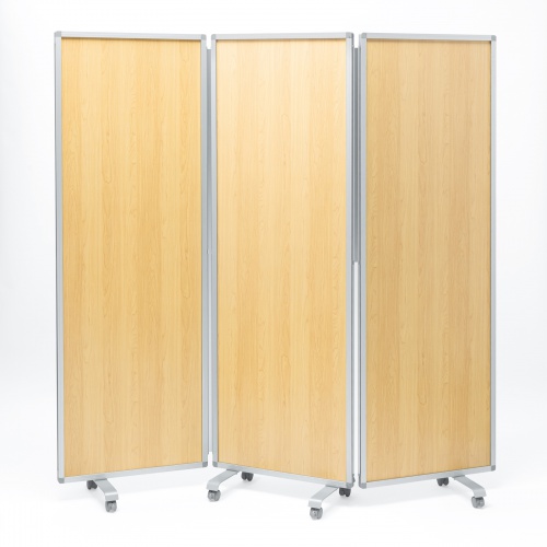 3連結パーティション（幅180cm・高さ180cm・木目タイプ・間仕切り・目隠し・ミーティング・会議室・キャスター）