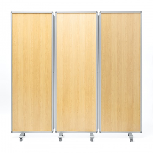 3連結パーティション（幅180cm・高さ180cm・木目タイプ・間仕切り・目隠し・ミーティング・会議室・キャスター）