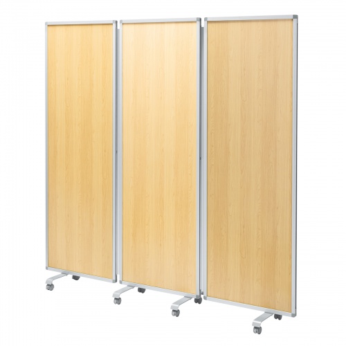3連結パーティション（幅180cm・高さ180cm・木目タイプ・間仕切り・目隠し・ミーティング・会議室・キャスター）