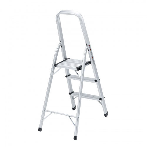 脚立（踏み台・アルミフレーム・折りたたみ・滑り止め付き・持ち手付き・手すり付き・3段・耐荷重150kg）